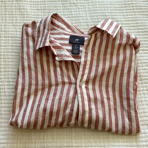 H&M Linen Striped Button Up